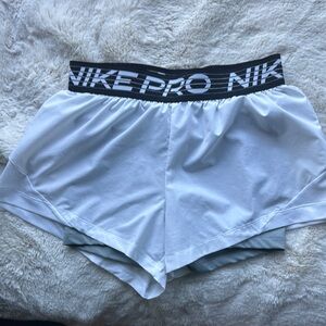 Nike White Athletic Shorts with Pro Elastic Waistband